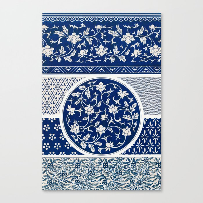 Blue flower pattern Canvas Print
