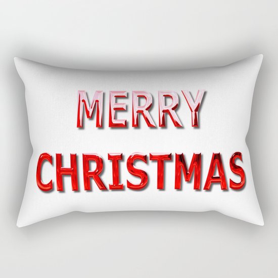 Merry Christmas Message in Red Chrome Rectangular Pillow
