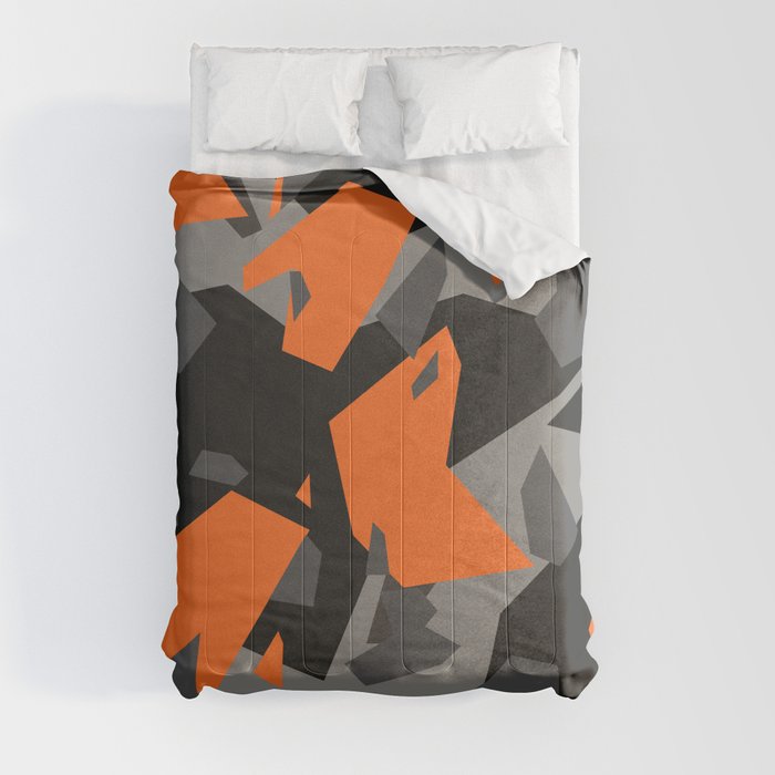 Black\Grey\Orange Geometric camo Comforter