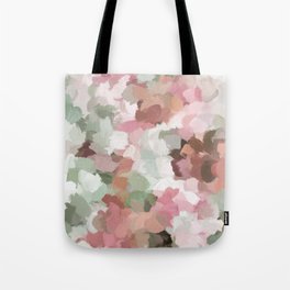 Spring Flurry - Sage Mint Green Fuchsia Blush Pink Abstract Flower Wall Art, Springtime Painting Tote Bag