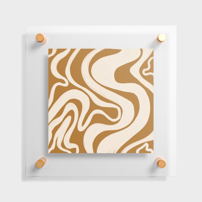 Swirl Lines in Sudan Brown Yellow + Tan  Floating Acrylic Print