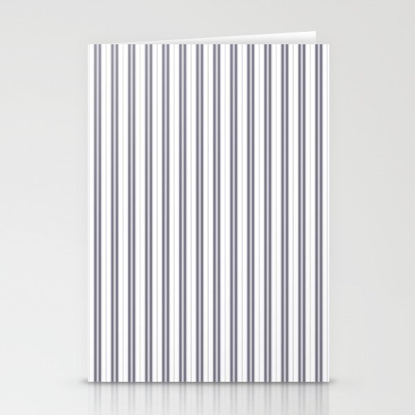 Navy Blue and White Narrow Vertical Vintage Provincial French Chateau Ticking Stripe Stationery Cards