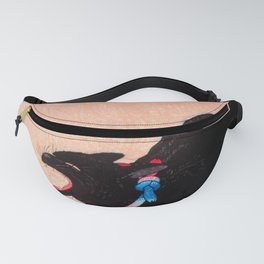 Japanese Black Cat Painting Vintage Cat Painting Fanny Pack