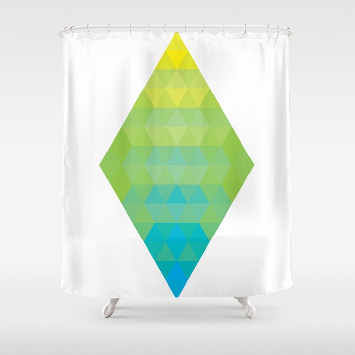 Yellow Cyan Diamond Gradient Shower Curtain