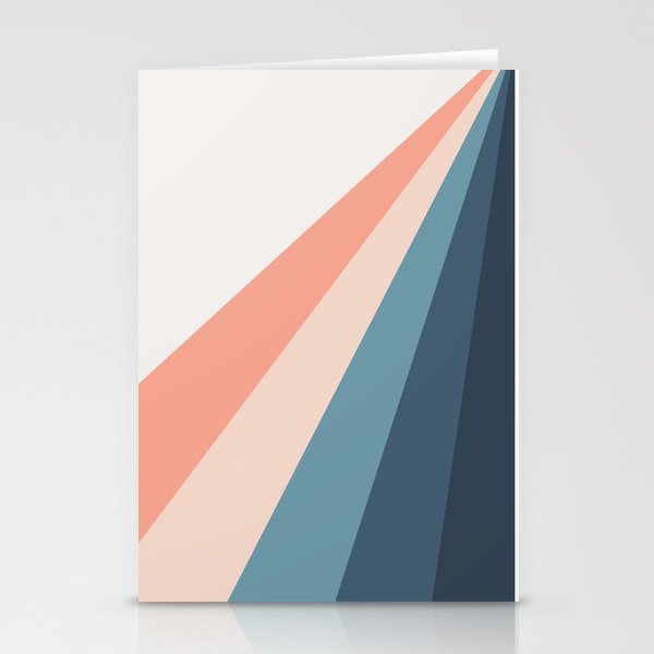 Pink and blue diagonal retro stripes Stationery Cards