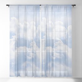 White Clouds in a Bright Blue Sky Sheer Curtain