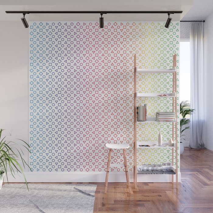 #PrideMonth Shape Design Outlines of rotating squares and triangle with circles pattern Wall Mural