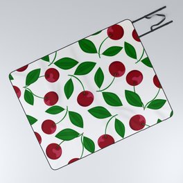 Very berry, cherries on white background. Seamless pattern. Picnic Blanket