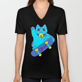 Lucky Cat V Neck T Shirt