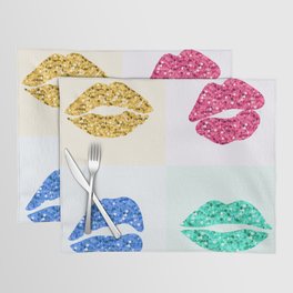 Colorful Glitter Lips Print Placemat
