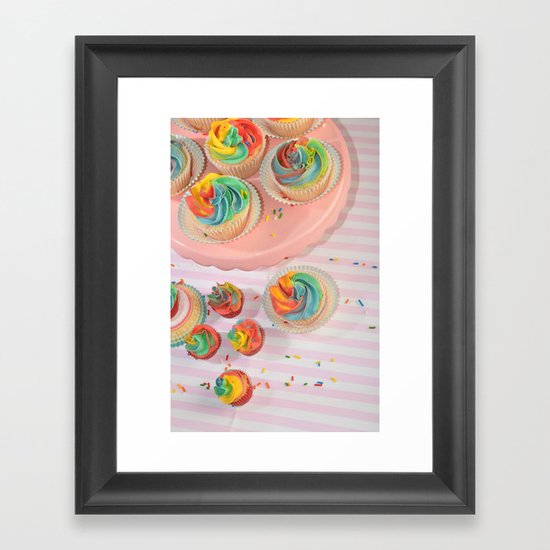 rainbow cupcakes Framed Art Print