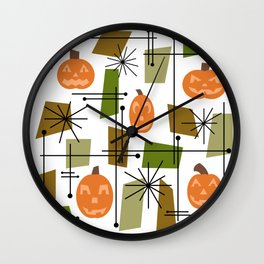 Halloween Mid Century Modern Wall Clock | 1950S, Graphicdesign, Jackolanterns, Art, Midcenturymodern, Orange, Minimalism, Atomicera, Brown, Spaceage 