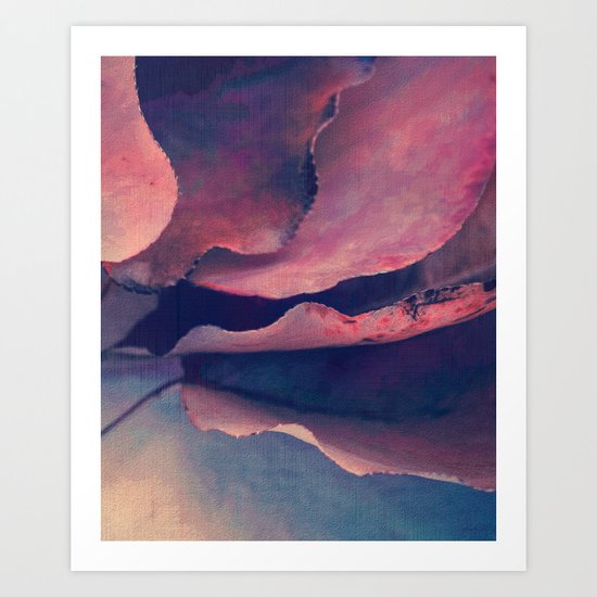 Fall Leaves I - Coral Pink, Red Purple, Blue Violet Art Print