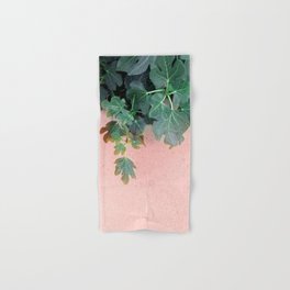 Pink Green Leaves Hand & Bath Towel | Garden, Plant, Trendingcolors, Tropical, Leaf, Fig, Botanical, Leaves, Greenery, Photo 