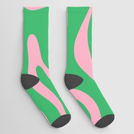 Pink and Spring Green Modern Liquid Swirl Abstract Pattern Socks