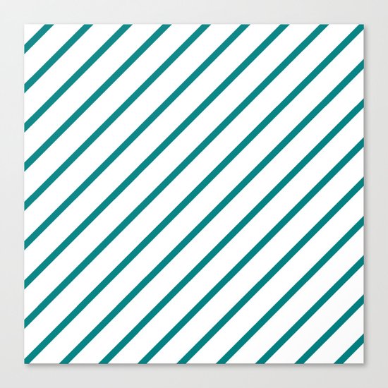 Diagonal Lines (Teal/White) Canvas Print