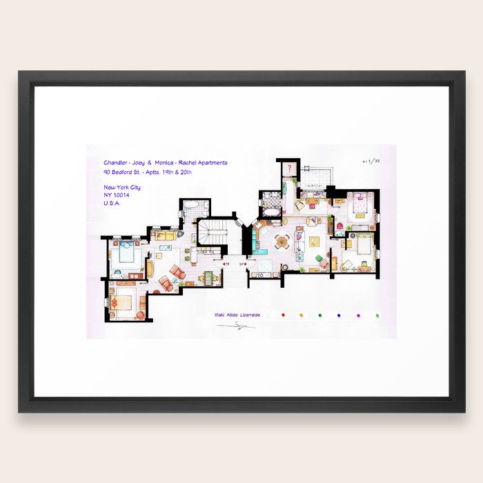 Friends Apartments Floorplan Framed Art Print By Nikneuk Society6