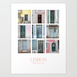 Lisbon's Colorful Door Collage Art Print