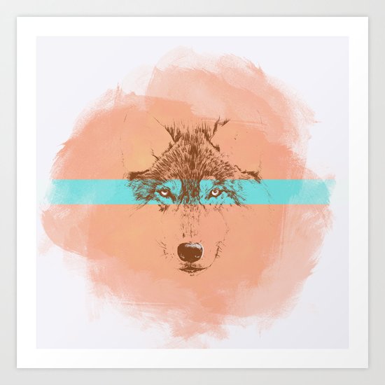 The Blue Eyed Wolf Art Print
