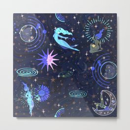 Cosmic goddess blue glow  Metal Print