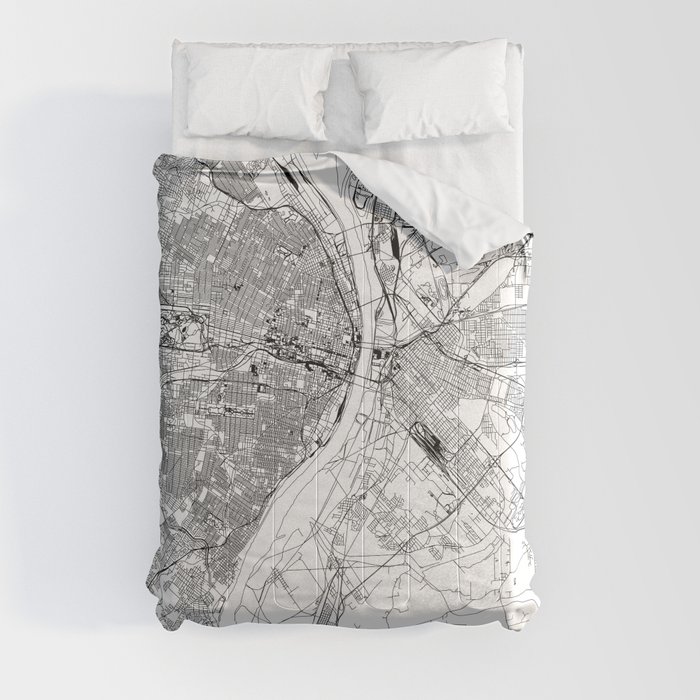 St. Louis White Map Comforter