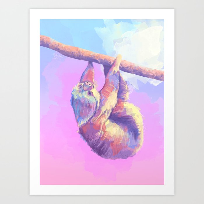 Slow Journey - Sloth Digital Painting Art Print