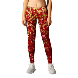 Red Glitter & Gold Confetti Leggings | Curated, Glitter, Pretty, Room, Home, Gold, Giftidea, Cute, Christmas, Digital 