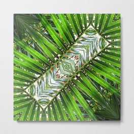Abstract Tropical Palm Tree Leaves Beach Vibes Beachy Aesthetic 1 of 3 Metal Print