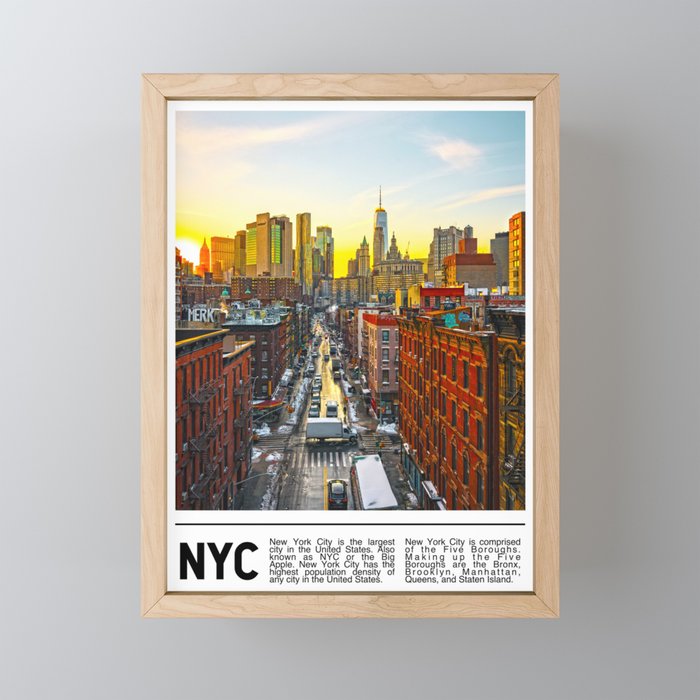 New York City Sunset | Travel Photography Minimalism | NYC Framed Mini Art Print
