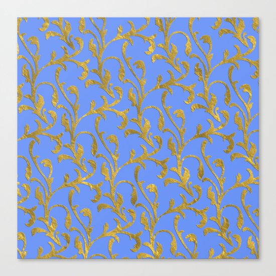 Queenlike on blue I- gold ornament on blue backround- elegant pattern Canvas Print