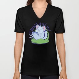 Chinchillin Chinchillas Funny Chinchilla Saying Gaming Nerd V Neck T Shirt