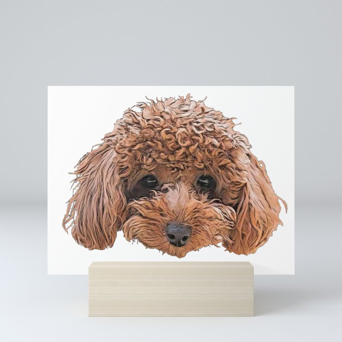 Dog Toy Poodle Barbet confusing autumn bush bust Mini Art Print