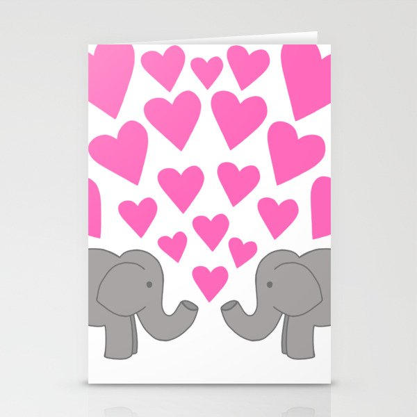 Loved up Elephants Stationery Cards
