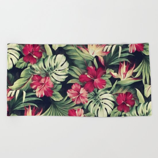 Night tropical garden Beach Towel