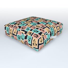 Pattern from stamps with 30 great composers (tricolor-2) Outdoor Floor Cushion