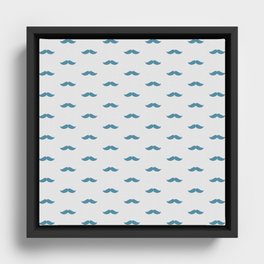 Blue Mustache pattern Framed Canvas