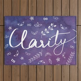 Purple Watercolor Typography Word Art Spiritual Meditation Yoga Motivational Clarity Quote Outdoor Rug