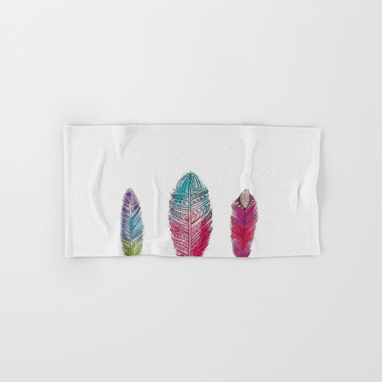 watercolor feathers Hand & Bath Towel