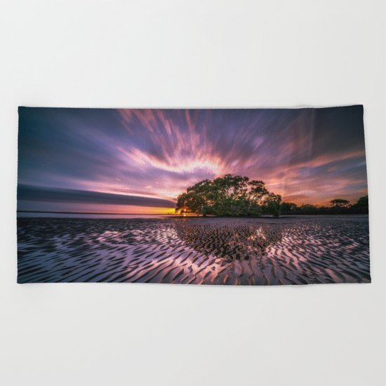 Landscape reflection 2 waves sky Beach Towel