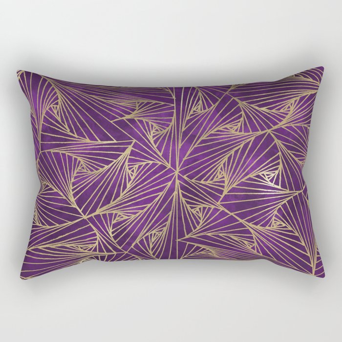 Tangles Violet and Gold Rectangular Pillow