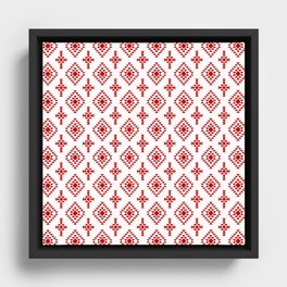 Red Native American Tribal Pattern Framed Canvas