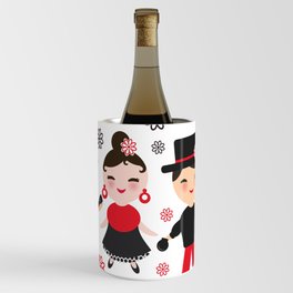 Spanish flamenco dancer. Kawaii cute face with pink cheeks and winking eyes. Gipsy Wine Chiller