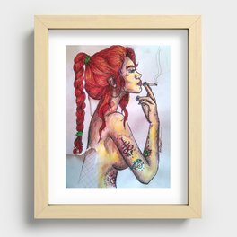 Redheaded Woman with Tattoos Recessed Framed Print