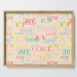 Enjoy The Colors - Colorful typography modern abstract pattern on creamy pastel color background Serving Tray