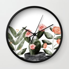 Watercolor Cactus Floral Wall Clock