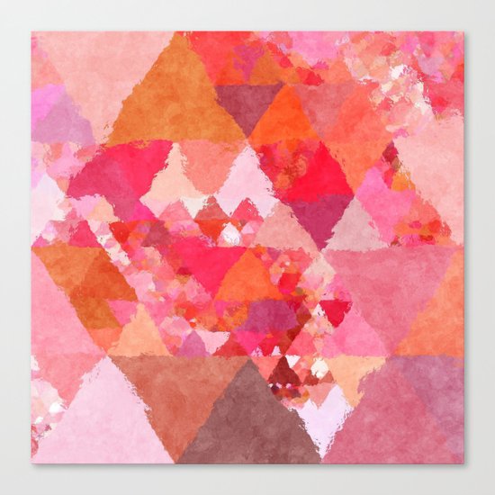 Into the heat - Pink and red watercolor Triangle pattern Canvas Print