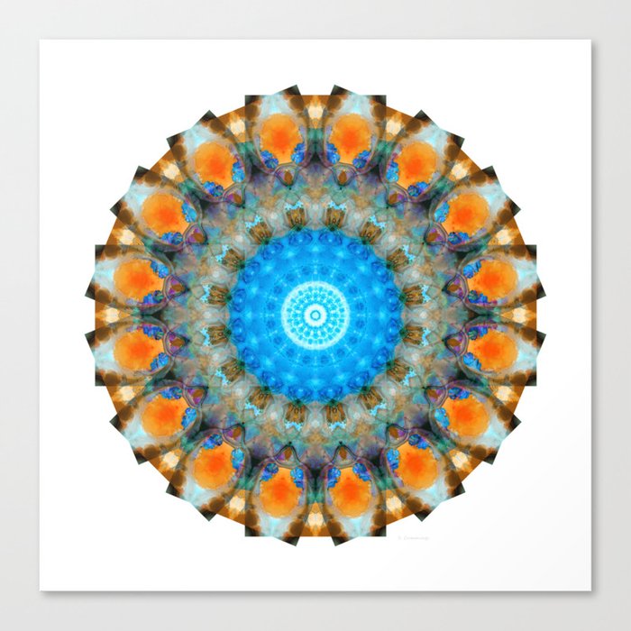 Colorful Blue Aura - Vibrant Mandala Art Canvas Print