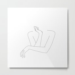 Minimal line drawing of woman's folded arms - Anna Metal Print