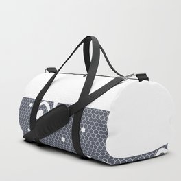 White Floral Curls Lace Horizontal Split on Dark Gray Duffle Bag