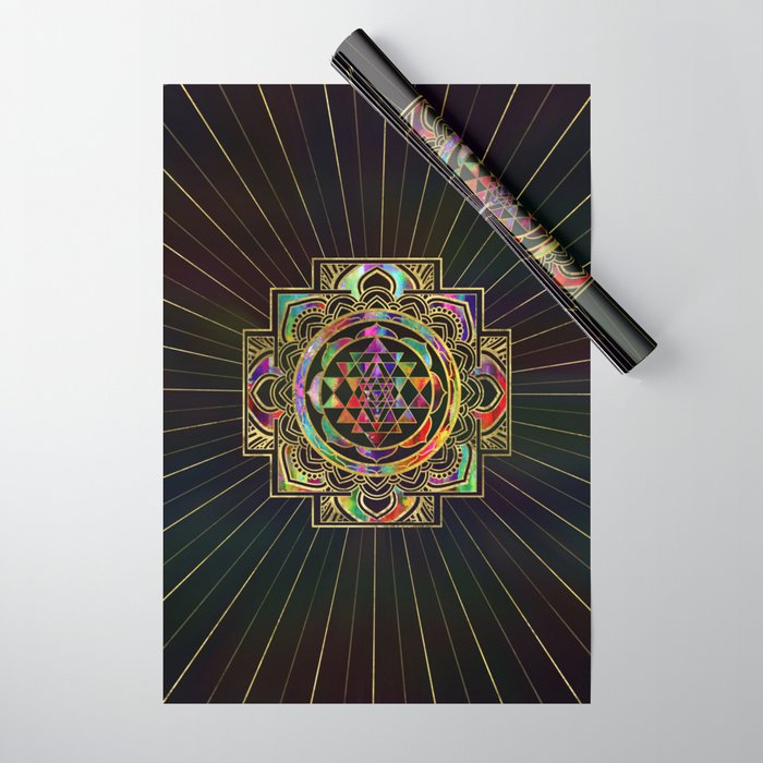 Colorful Gold Framed Sri Yantra Sri Chakra Wrapping Paper By K9printart Society6